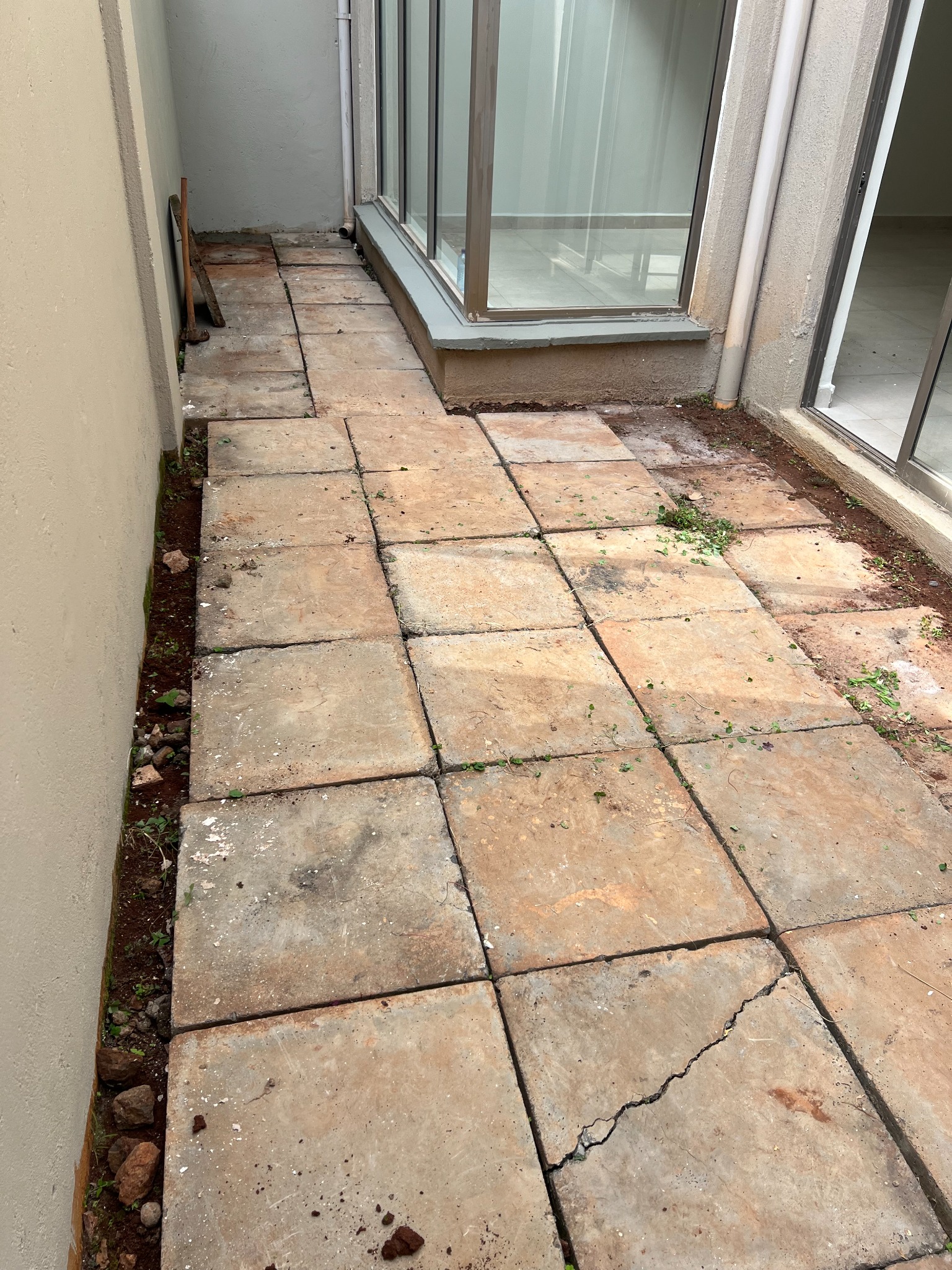 Compound area with artificial turf