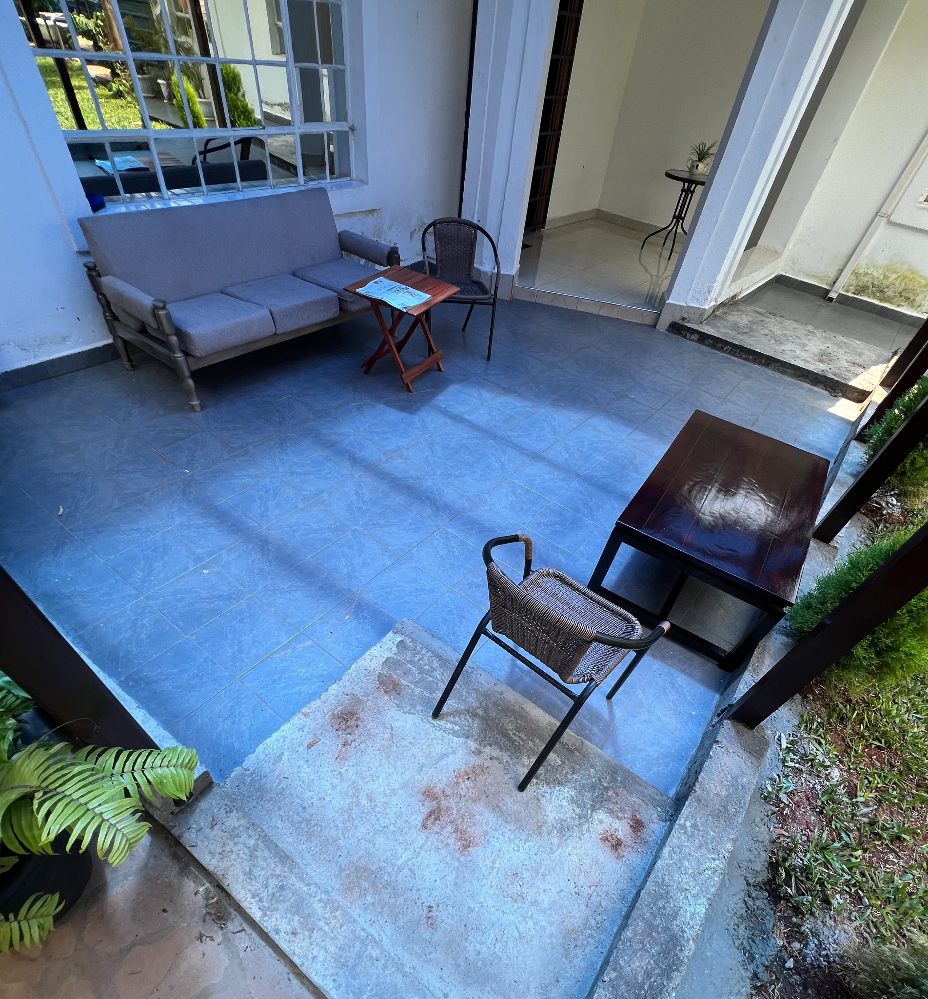 High-rise balcony before artificial grass